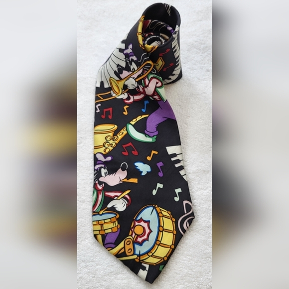 None Other - Vintage DISNEY Goofy Band Silk Tie